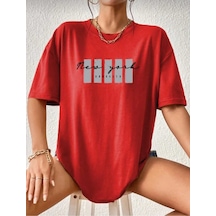 Kozia Outdoors Malkoçbey Newyork Broklıyn Baskılı Overisze Unisex Basic T-shirt Kirmizi