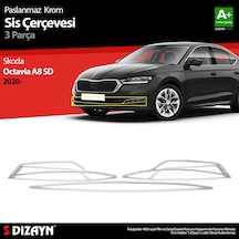S-dizayn Skoda Octavia A8 Krom Sis Çerçevesi 3 Prç. 2020-2024