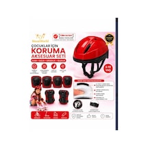 Çocuk Kaskı Ve Dizlik, Dirseklik Eldiven Set Kırmız/kırmızısiyah