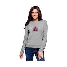 Yoga Meditasyon Download Meditation Baskılı Gri Kadın Sweatshirt