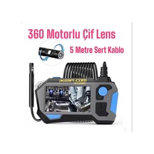 360 Rotasyon Motorlu 5 Metre Çift Lensli Sert Kablolu 1080p Ekranlı Tamirci Kamerası-135855