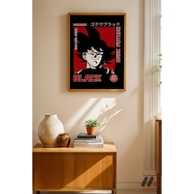 Dragon Ball Goku Black Poster, Ahşap Çerçeveli Duvar Tablosu - Anime Severlere Özel Hediye