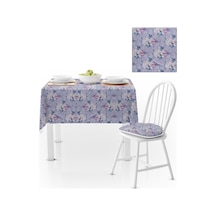 Sarmaşık Desenli Yapraklı Gri Mor Antrasit Kadife Dokulu 180x180 Masa Örtüsü