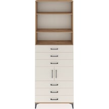 Arges Dolap 4 Raflı 6 Çekmeceli 2 Kapaklı 88x30x243 Çam-aytaşı Çam