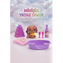 Petclub Sevimli Minişin Yatak Odası Oyun Seti Sevimli Kahverengi Köpek Ve Eğlenceli Aksesuarları 13469741