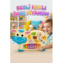 İnek Piyanom Işıklı Sesli Müzikli 6 Farklı Özellikli Hayvan Sesi Çıkartan Şarkılı Oyuncak Piyano