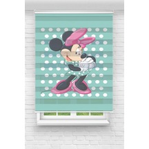 Perdecizade Enxboy Mavi Minnie Mouse Dijital Baskılı Zebra Perde-cocuk Odası-stor Perde Renkli