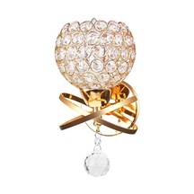 Kristal Duvar Aplikleri Yatak Odası Duvar Lambası Yuvarlak Modern Başucu Duvar Işıkları Yemek Odası Koridor Işık, Renk Altın