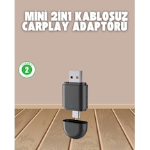 Mey İthalat Kablosuz Carplay Adaptörü Usb-a & Type-c Uyumlu Hızlı Bağlantı Cihazı