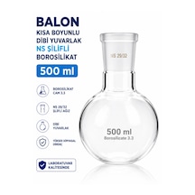 Balon Kısa Boyunlu Dibi Yuvarlak Ns Şilifli Borosilikat 500 Ml