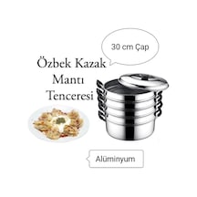 Alüminyum Dış Ve İç Yüzeyli, 5 Katlı, 6 Parçalı, 3.815 L Hacimli Buharlı Mantı Tenceresi Metalik