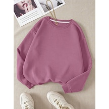 Unisex Kadın/Erkek Özel Renkli Oversize Bisiklet Yaka Pamuklu Sweatshirt