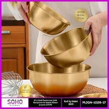 3lü Gold Paslanmaz Çelik Kase Seti