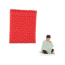 LeoShop Kullanışlı Kemerli Yıldız Desenli Bebek Emzirme Önlüğü Ör Kırmızı