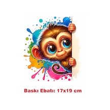 Maymun Ütü İle Yapışan Tekstil Kumaş Tişört Dtf Baskı 3624