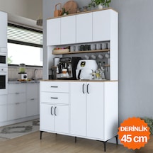 Rani Je212 Kahve Köşesi Çok Amaçlı Dolap 8 Kapaklı 2 Çekmeceli Raflı Kiler Mutfak Dolabı Beyaz - Sepet Ceviz Rani Je212 Kahve Köşesi Çok Amaçlı Dolap 8 Kapaklı 2 Çekmeceli Raflı Kiler Mutfak Dolabı Beyaz - Sepet Ceviz