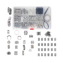 Suntek 180x Dreadlocks Boncuk Dread Locks Saç Örgü Uzatma Takı Gümüş