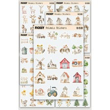 Sevimli Çiftlik Hayvanları Sticker Seti - 140 Adet Etiket Çıkartma Diğer
