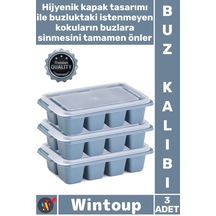 Buz Mutfak Hijyenik İstiflenebilir Pratik Buzluk Küp Şekilli Kapaklı Plastik 3'lü Mini Buz Kalıbı Diğer