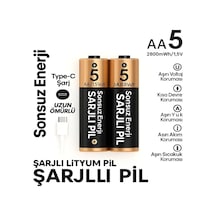 Type-c Şarjlı 2800mwh 1.5v Şarj Edilebilir 2 Li Kalem Pil - Lityum Iyon Batarya