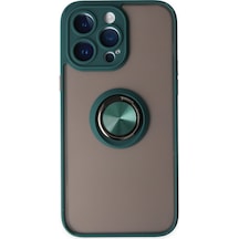 Apple iPhone Uyumlu  14 Pro Max Kılıf Montreal Yüzüklü Silikon Kapak -  Yeşil