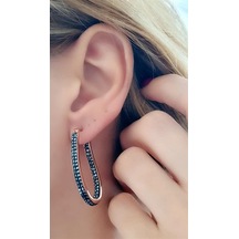 Swarovski Taşlı Gümüş Rose Halka Küpe N11.89252