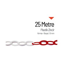 Plastik Zincir 6mm Kırmızı-beyaz 25 M-3397