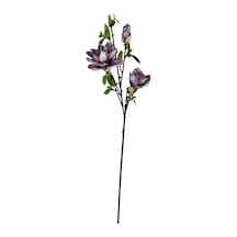 Yapay Çiçek Eva Koyu Mor Manolya 3 Çiçekli Uzun Dal 90cm Gerçeksi Doku Mor