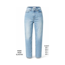 Miss Poem Kadın Buz Mavi Yüksek Bel Mom Fit Jean Pantolon