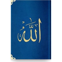 Orta Boy Kadife Kur'An-I Kerim (Lacivert. Nakışlı. Yaldızlı. Mühü