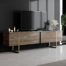 Luxe Gold Demir Ayaklı Ceviz Tv Ünitesi Tv Sehpası Ceviz - Gold
