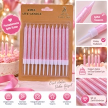 Pembe Simli Doğum Günü Pasta Mumları Tüm Yaşlar