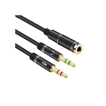 Neevoyu 3.5mm Ses Ayırıcı Kablosu: Telefon Kulaklığı Bilgisayara Bağlanma, Oyun/müzik İçin Siyah Metal 3.5mm Ana-2 Erkek Adaptörü