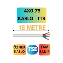Öznur 4x0,75 Ttr Kablo Metre Seçenekli Beyaz - 18 Metre