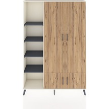 Arges Dolap 6 Raflı 4 Kapaklı Tek Askılı 132x30x195 Aytaşı-çam/antrasit Atlas Çam/antrasıt