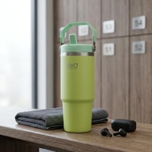 Paslanmaz Çelik Termos Matara - 900 Ml 1 Litre Kapasiteli, Pipetli Ve Emzikli Çelik Suluk 4 Renk Seçeneği Yeşil Açık Beyaz