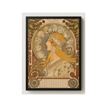 Anonim Mucha Zodyak Çerçevesiz Poster 21x30 Cm A4 Geometrik Desen Etnik Duvar Dekoru