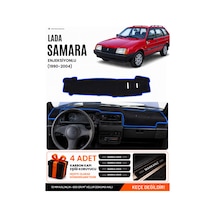 Lada Samara Enjeksiyonlu 1990-2004 Uyumlu Torpido Örtüsü, Torpido Kılıfı - Siyah-mavi - Ld002