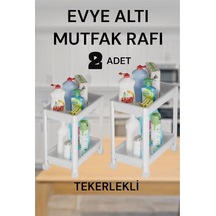 Maja 2 Adet Tekerlekli 2 Katlı Beyaz Düzenleyici Mutfak Rafı Bany Beyaz