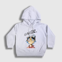 Presmono Unisex Çocuk 2d Gorillaz Kapüşonlu Sweatshirt Beyaz