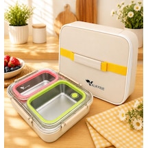 Valkyrie 2 Bölmeli 304 Paslanmaz Çelik Lunch Box Sızdırmaz Renkli Yemek Taşıma Kabı + Termal Çanta Çok Renkli