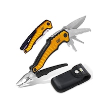Cat Da980045 9 In 1 Çok Fonksiyonlu Katlanabilir 27cm Paslanmaz Çelik Sarı Kamp Çakısı Bıçağı + Taşıma Kılıfı