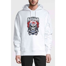 Alexandria Skull Kuru Kafa Baskılı Beyaz Erkek Örme Sweatshirt (531024583)