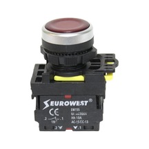 EUROWEST Ew-55-01L-24 1Nc Yaylı Led Işıklı Stop Butonu (Kırmızı)