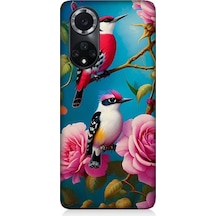 Huawei Nova 9 Uyumlu Arı Kuşu Ve Gül Desenli Silikon Kılıf