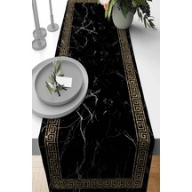 Siyah Çerçeveli Desen Premium Masa Örtüsü Runner Rnr333n11