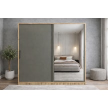 Zen Sürgü Kapaklı Dolap Gardırop Çam Füme 180cm - Montaj Dahil