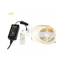 Cob Cct Led Şerit Seti 24v 10 Metre 576 Led/m Rf Kumandalı 2700k-6500k Ayarlanabilir Beyaz 48w Adaptör Dahil 8mm Ip20