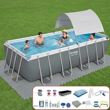 Beswtay Gölgelikli Büyük Prefabrik Full Havuz Seti 488x244x122cm 56670 Bw577