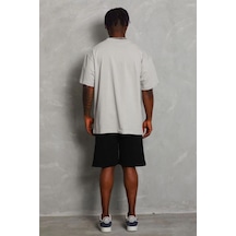 Erkek Düz Yazlık Kısa Kol Tişört Bisiklet Yaka Oversize T-shirt - Gri